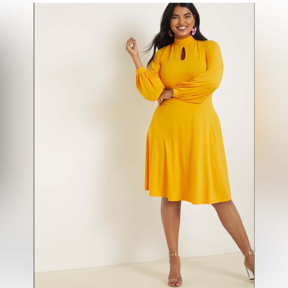 Eloquii yellow keyhole dress